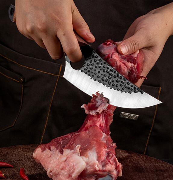 Hammered Forged Butcher Knife for Meat and Bone