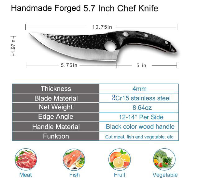 Hammered Forged Butcher Knife for Meat and Bone