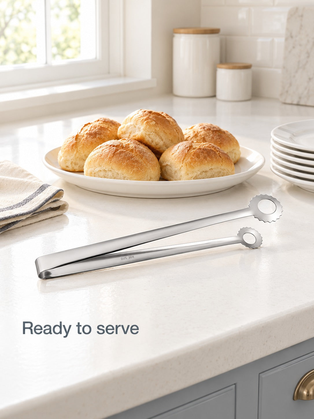 Stainless Steel Buffet Tongs for Bread and Desserts
