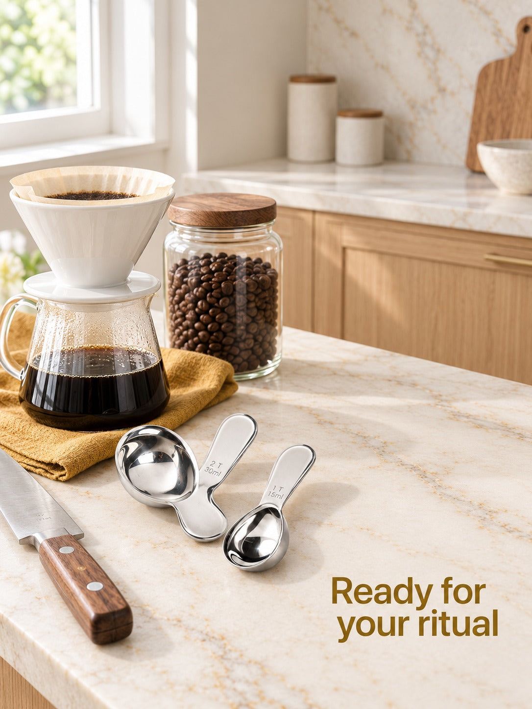 Stainless Steel Coffee Measuring Scoop Set 15ml 30ml