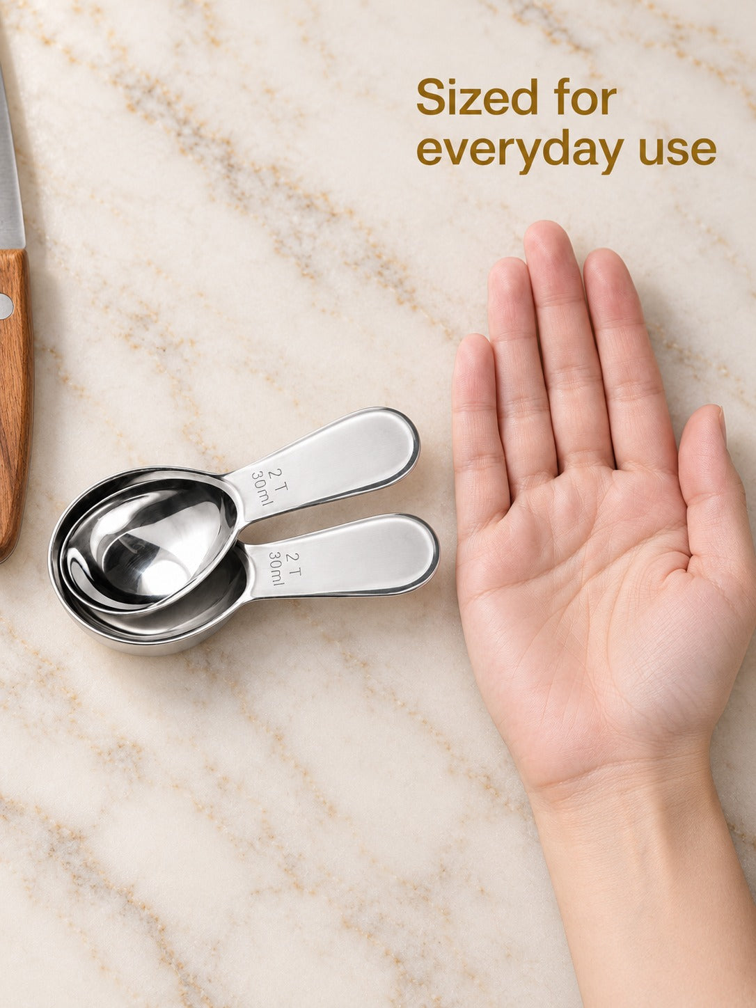 Stainless Steel Coffee Measuring Scoop Set 15ml 30ml