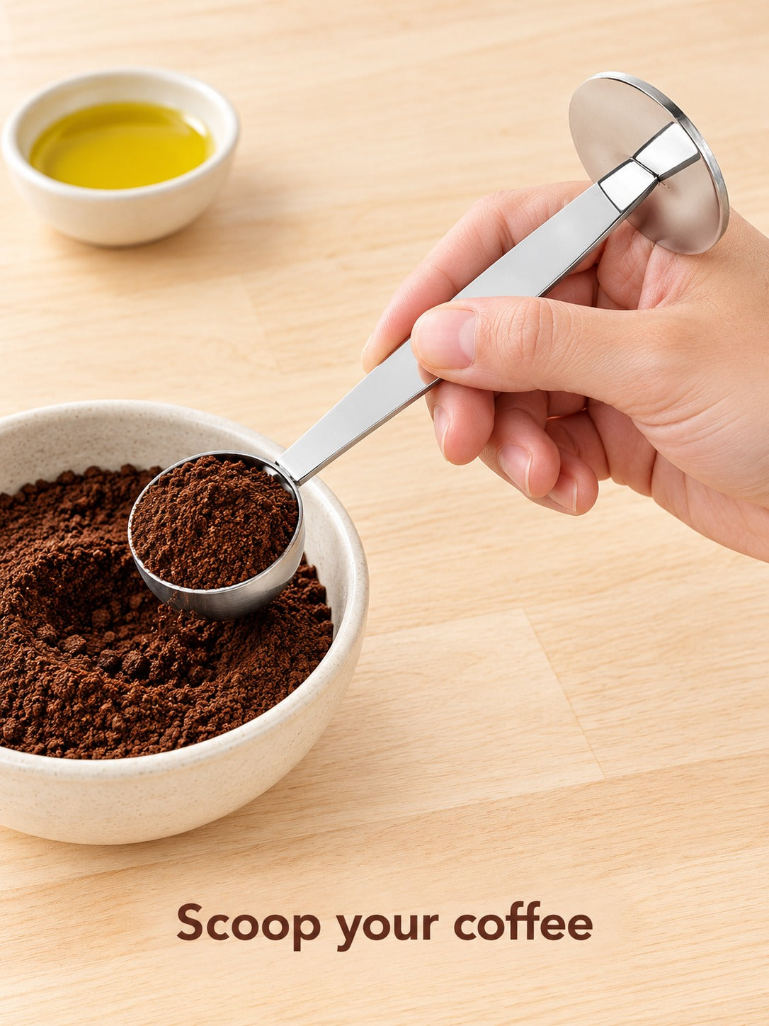 Stainless Steel Coffee Scoop and Tamper, 15ml Measure