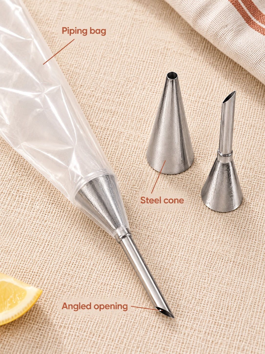 Stainless Steel Cream Puff Filling Tips Set, 3-Piece