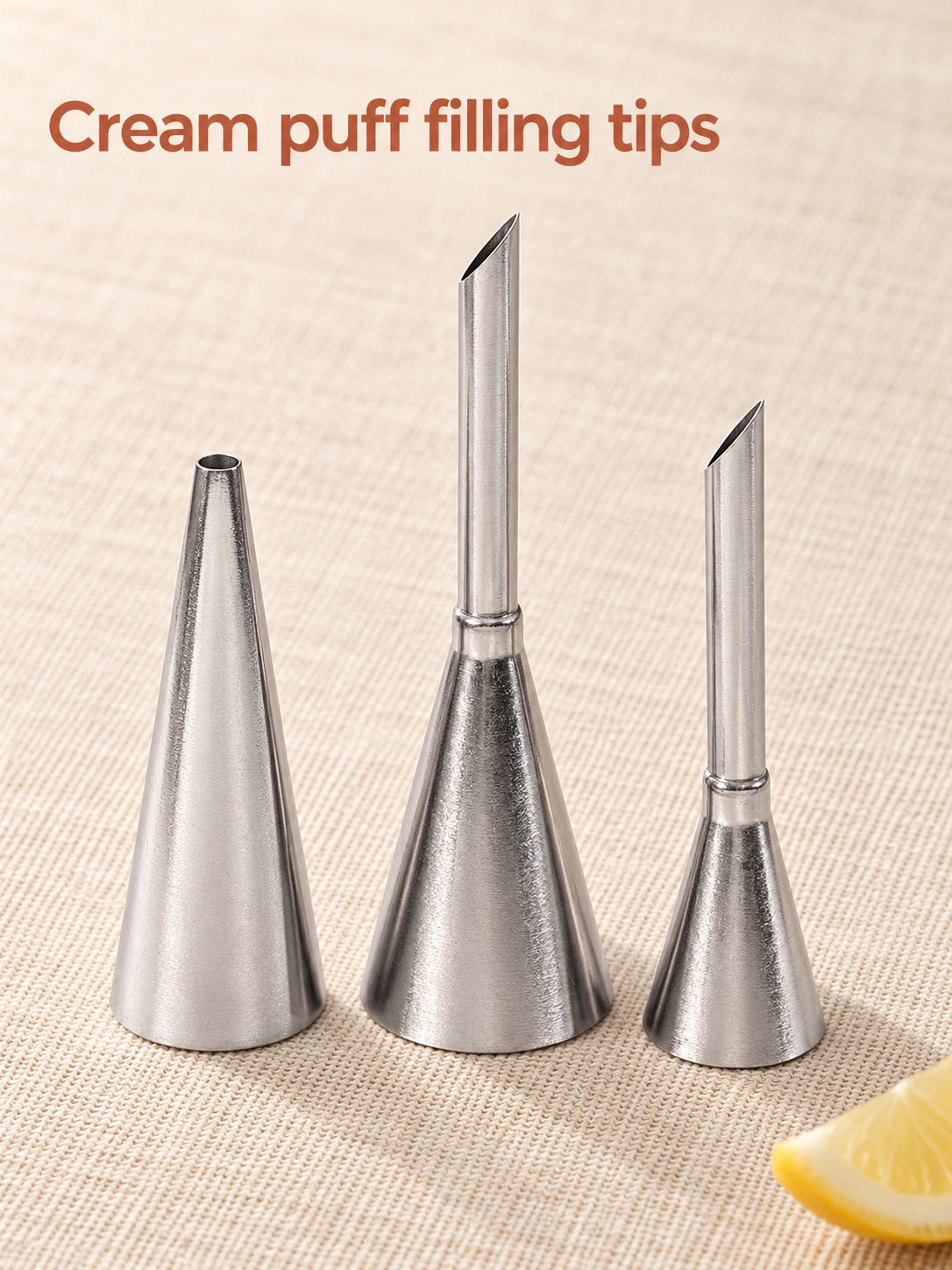 Stainless Steel Cream Puff Filling Tips Set, 3-Piece