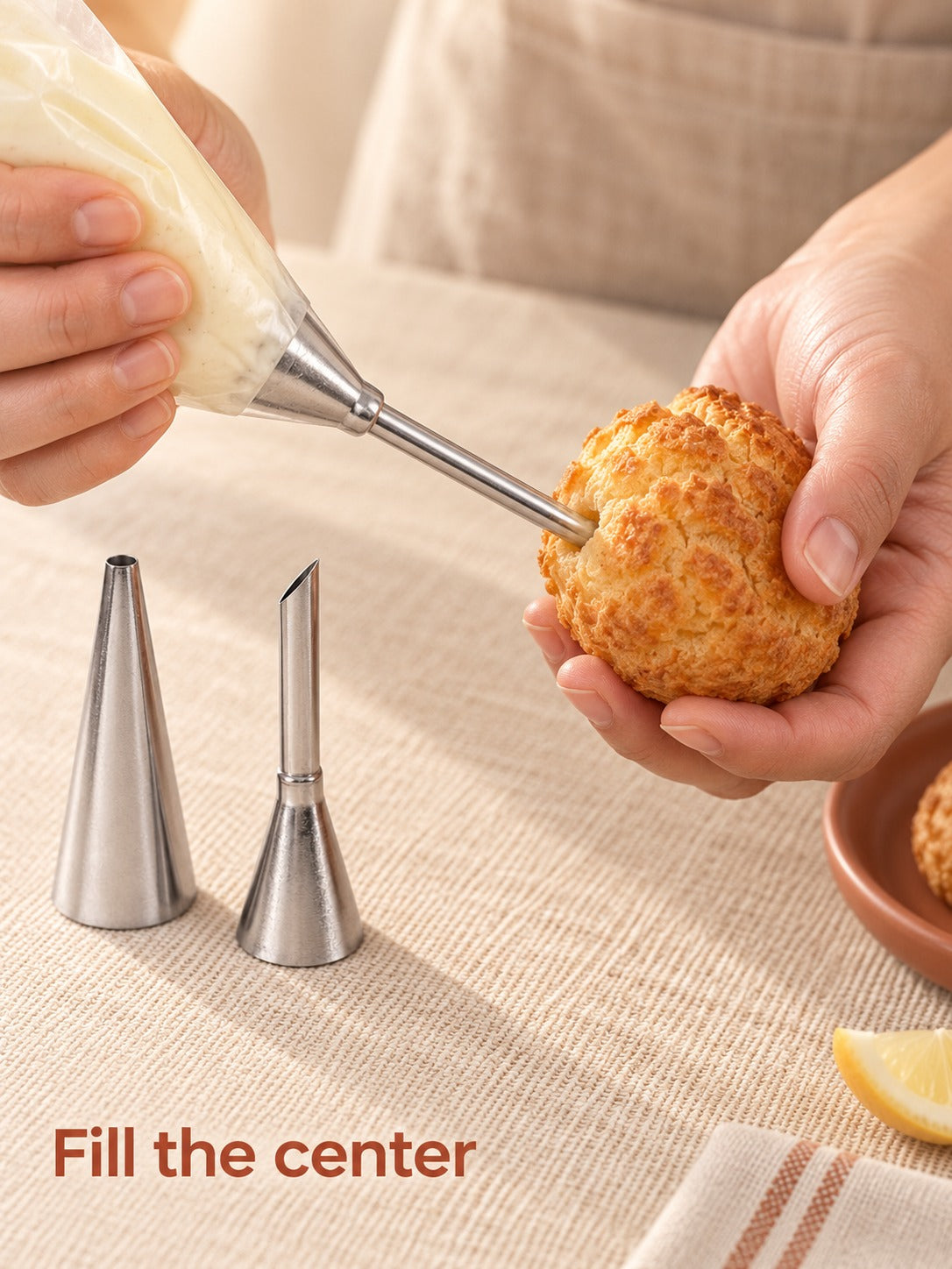 Stainless Steel Cream Puff Filling Tips Set, 3-Piece