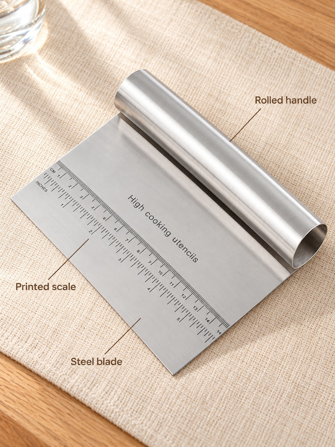 Stainless Steel Dough Scraper With Scale for Noodles