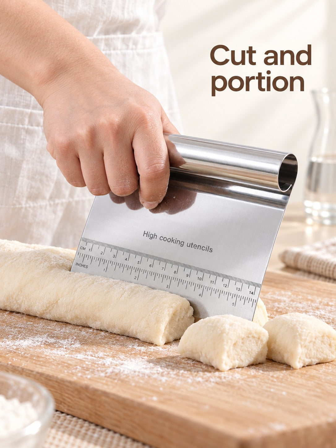 Stainless Steel Dough Scraper With Scale for Noodles