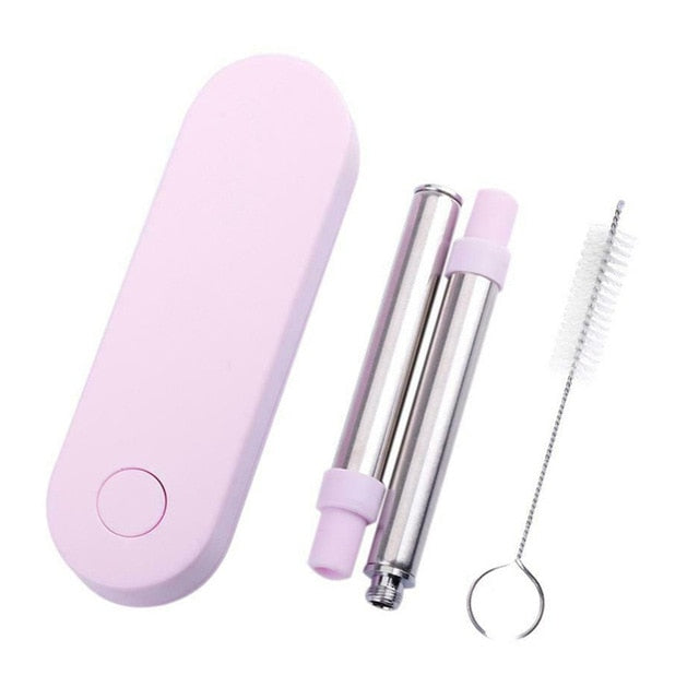 Reusable Telescopic Metal Straws With Pocket Travel Case