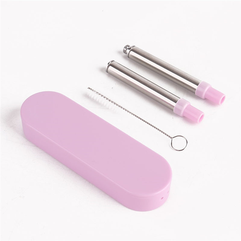 Reusable Telescopic Metal Straws With Pocket Travel Case