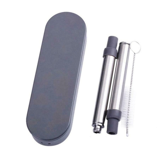 Reusable Telescopic Metal Straws With Pocket Travel Case