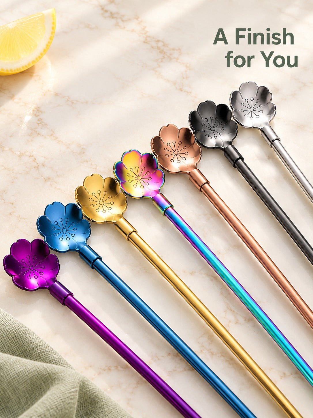 Stainless Steel Flower Straw Spoon for Iced Drinks