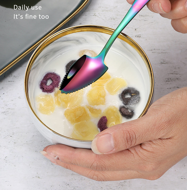 Serrated Grapefruit Spoon Stainless Steel Fruit Scraper