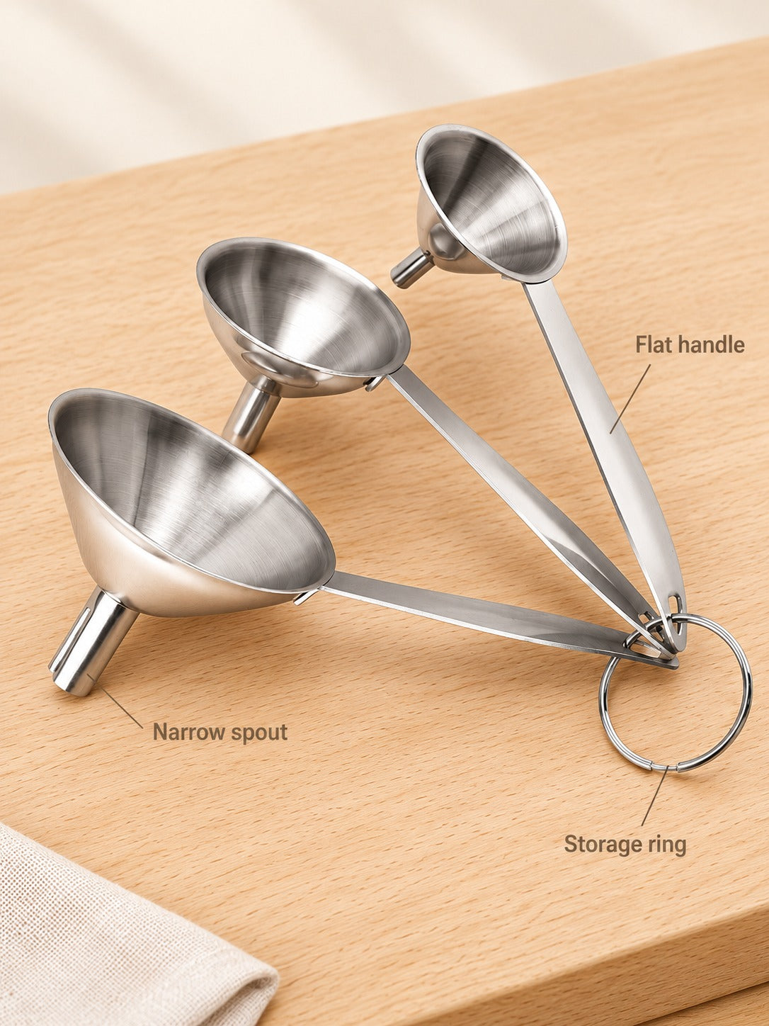 Stainless Steel Funnel Set for Oil, Wine and Bottles
