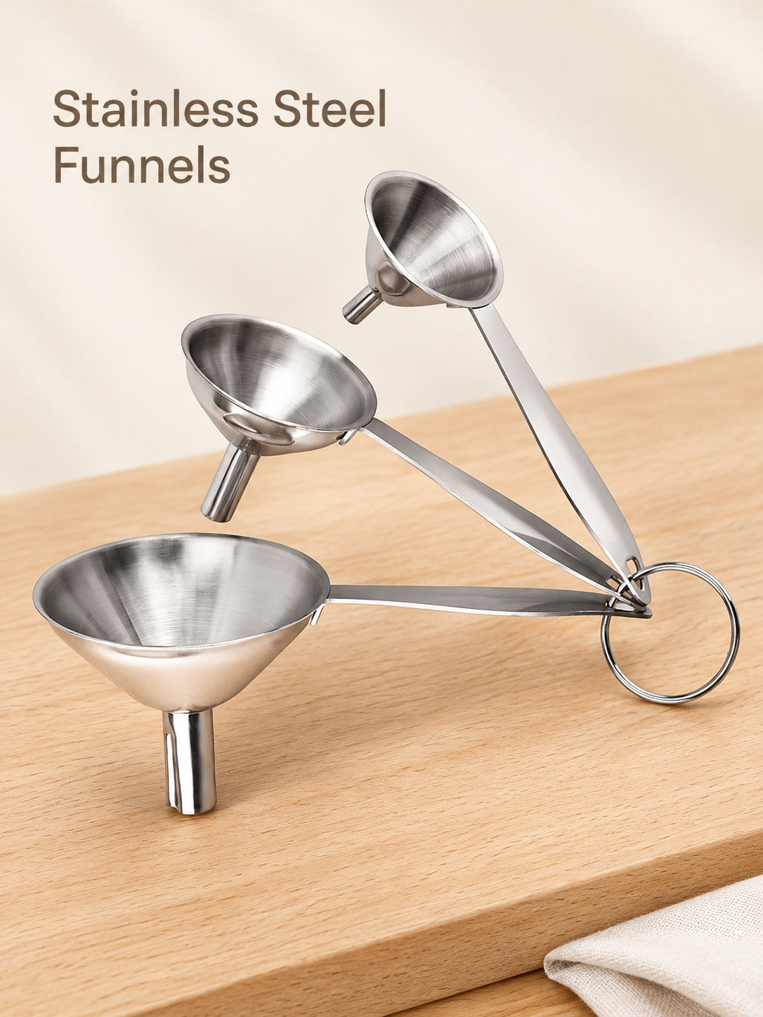 Stainless Steel Funnel Set for Oil, Wine and Bottles