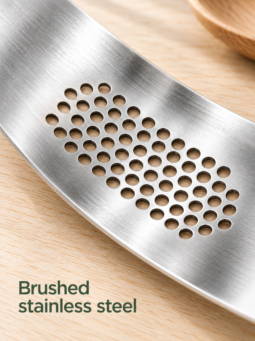 Stainless Steel Garlic Press with Peeler and Brush