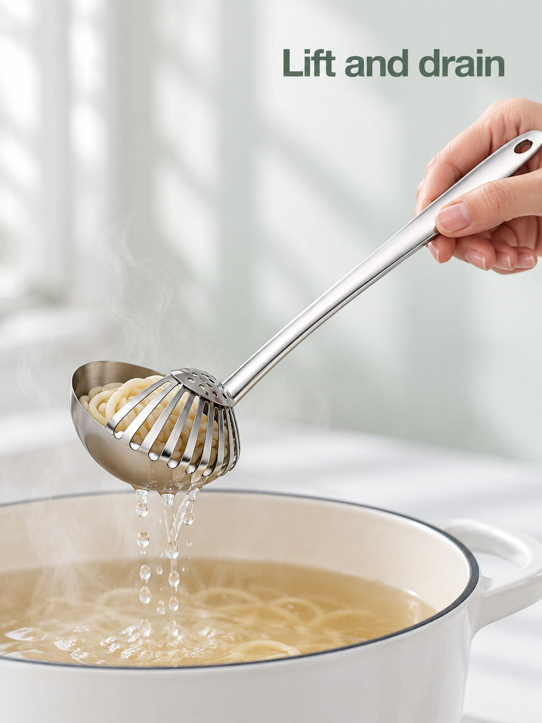 Stainless Steel Hot Pot Spoon with Strainer for Soup