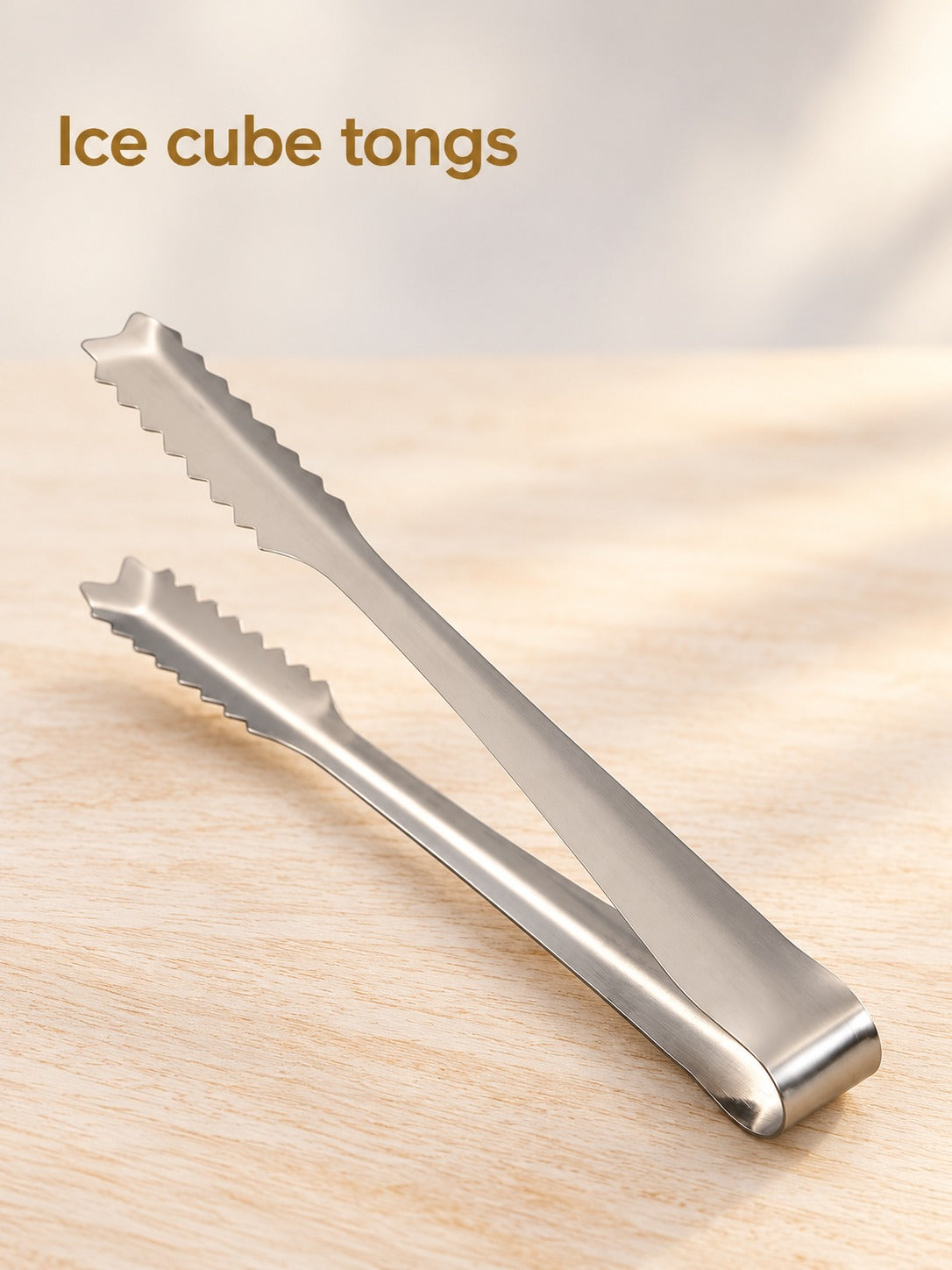 Stainless Steel Ice Cube Tongs with Serrated Grip Tips