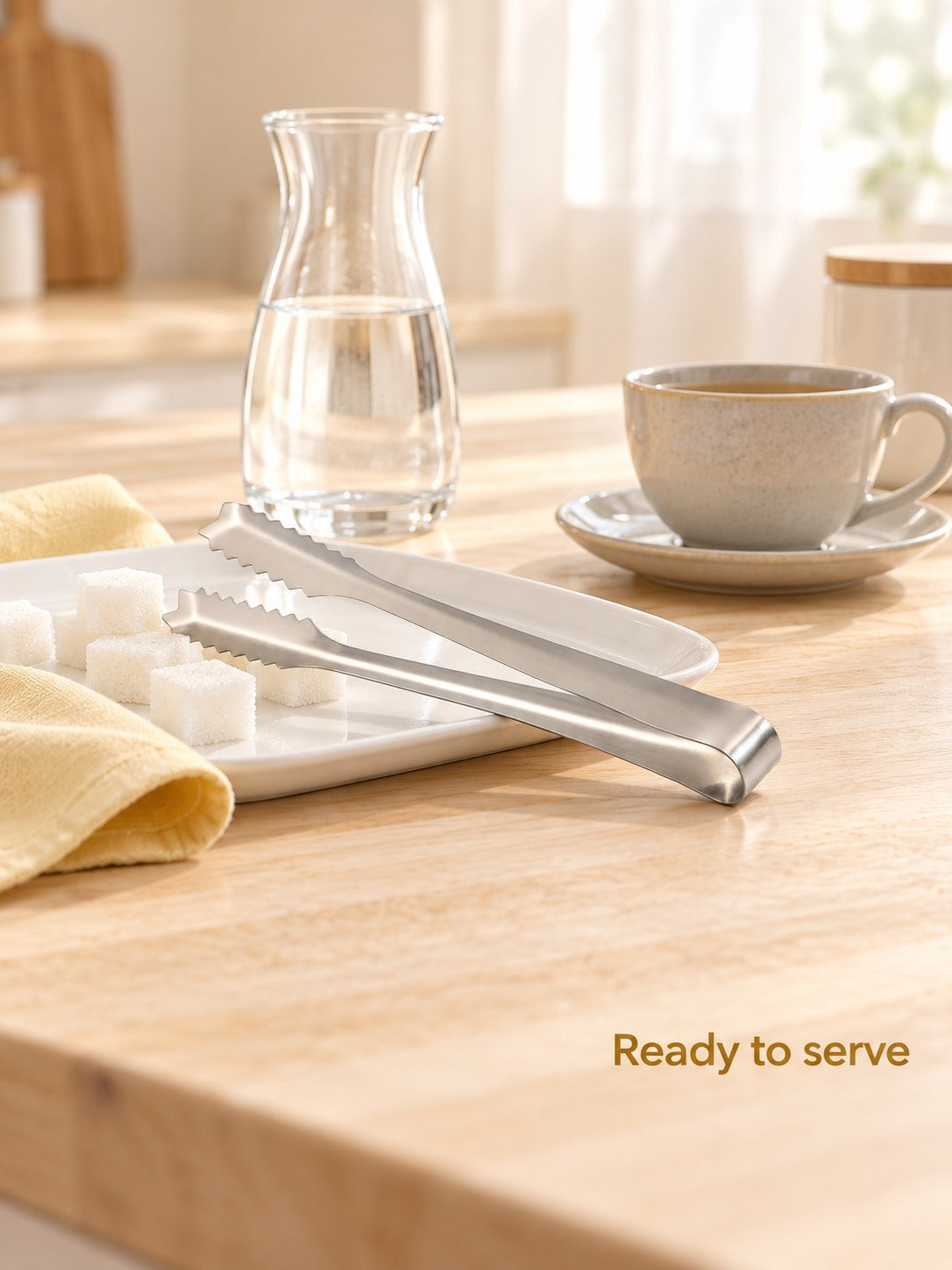 Stainless Steel Ice Cube Tongs with Serrated Grip Tips