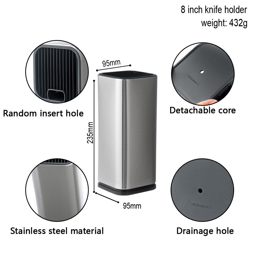 Stainless Steel Knife Holder with Slotted Core Insert