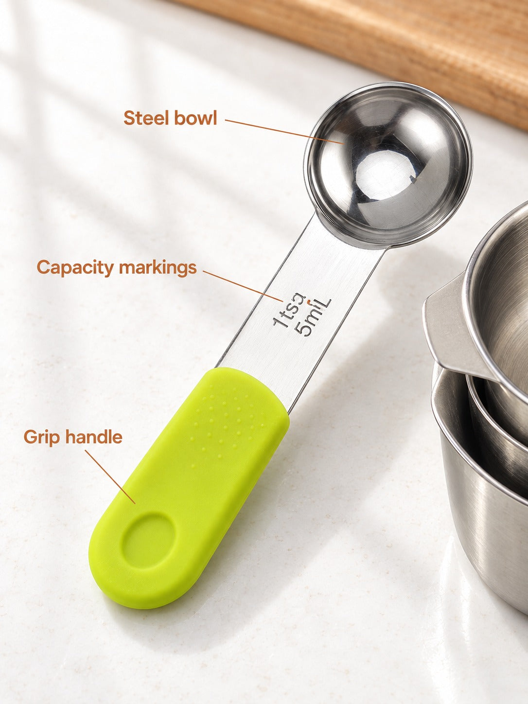 Stainless Steel Measuring Cup and Spoon Set, Magnetic
