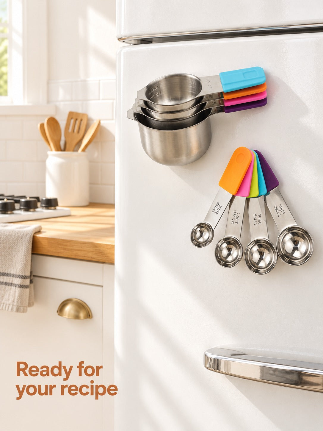 Stainless Steel Measuring Cup and Spoon Set, Magnetic