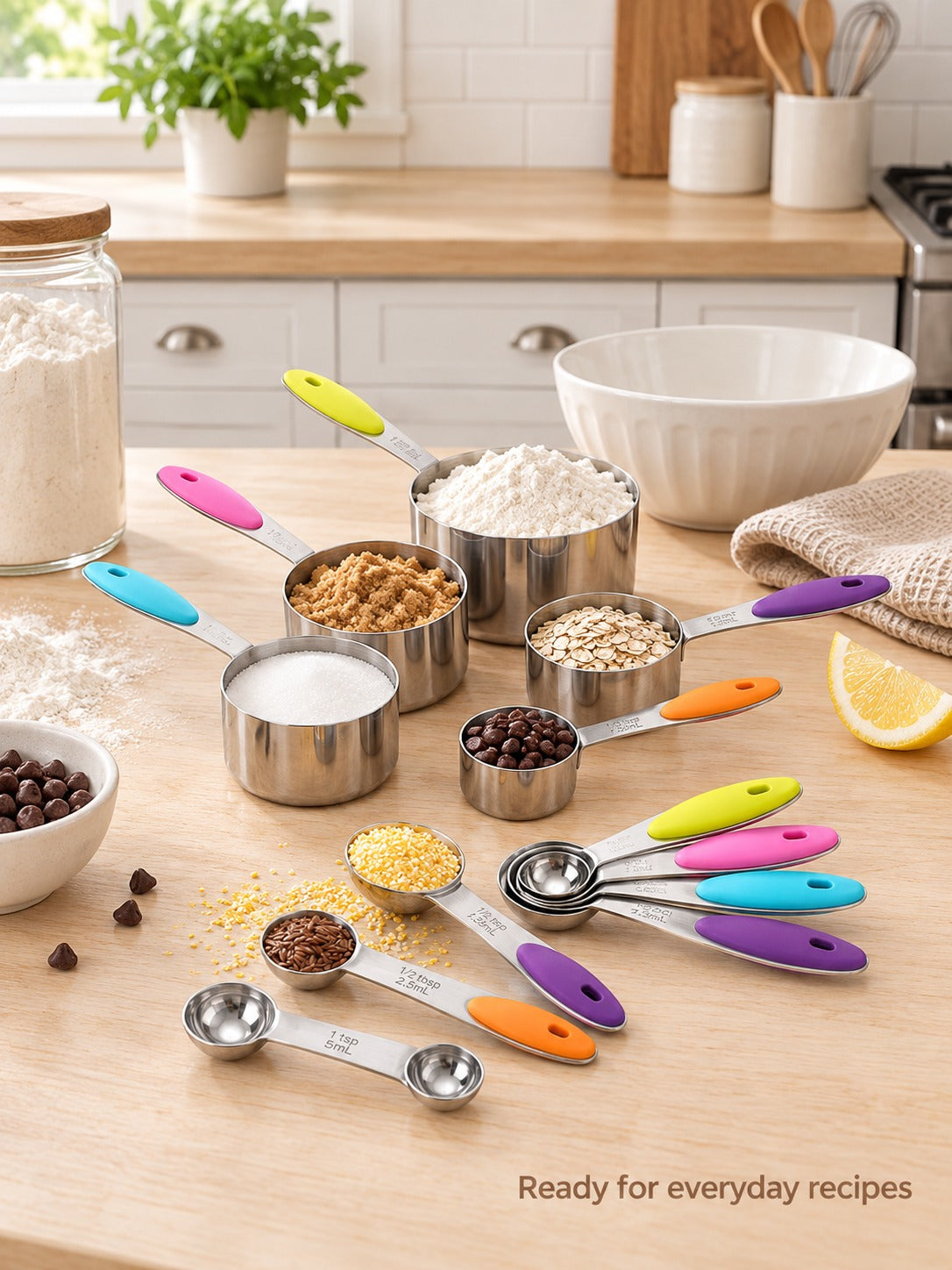 Stainless Steel Measuring Cups and Spoons Set, 10-Piece