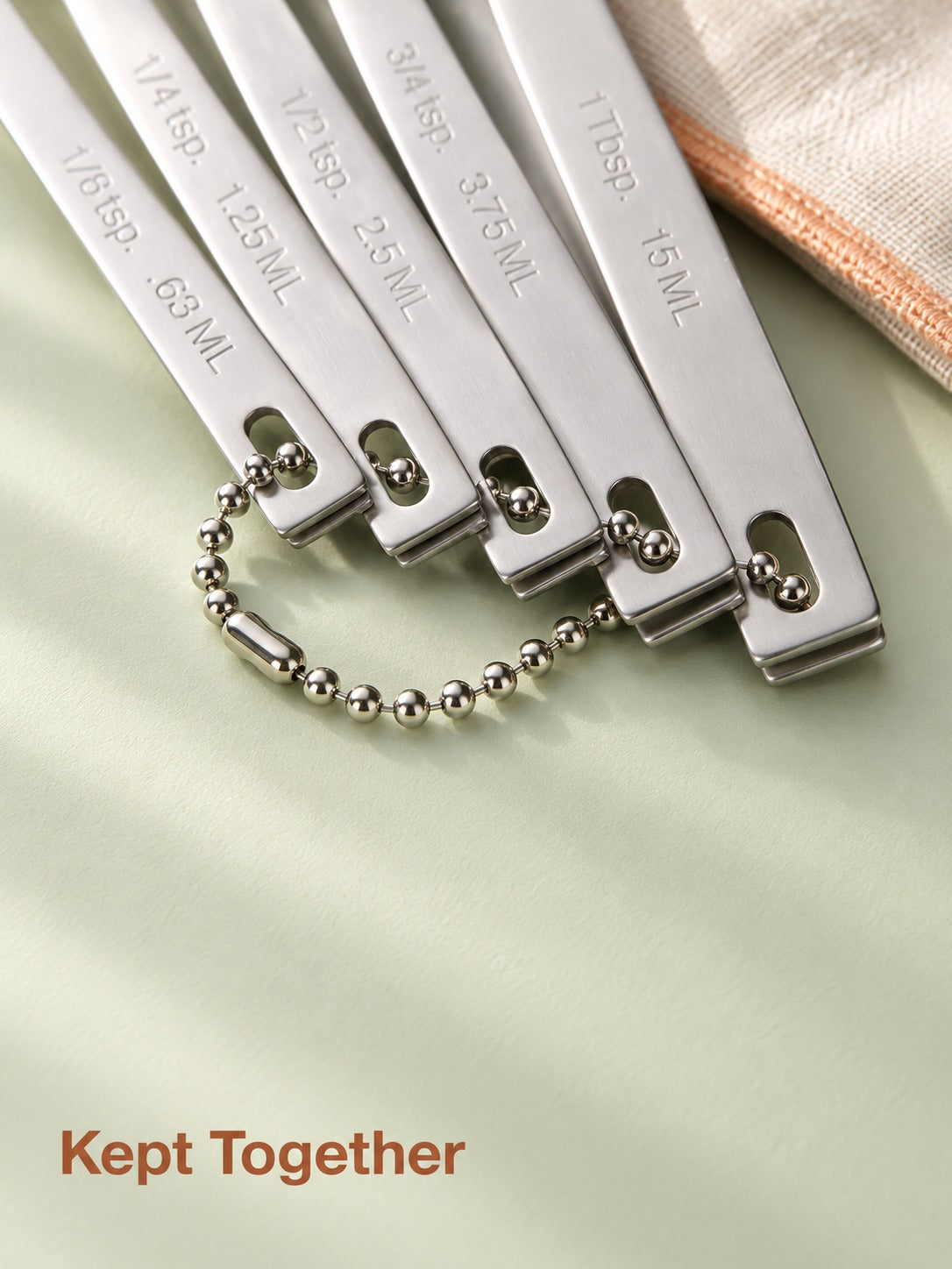 Stainless Steel Measuring Spoons Set of 6, 1/8 Tsp to Tbsp