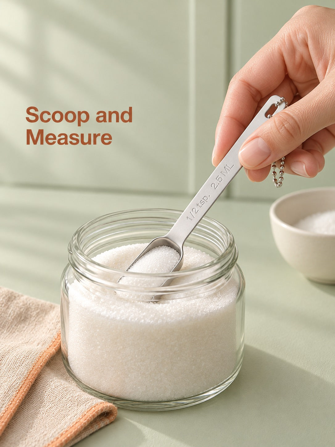 Stainless Steel Measuring Spoons Set of 6, 1/8 Tsp to Tbsp