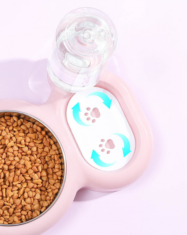 Stainless Steel Pet Bowl With 550ml Water Dispenser