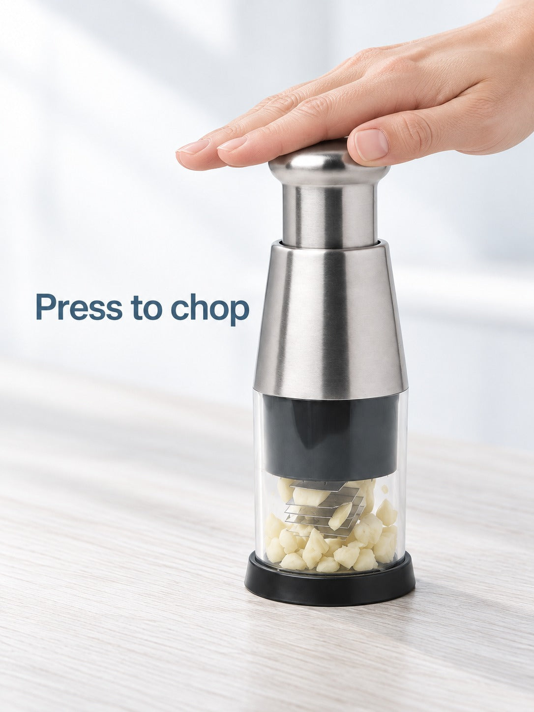 Stainless Steel Garlic Press and Onion Chopper for Dicing
