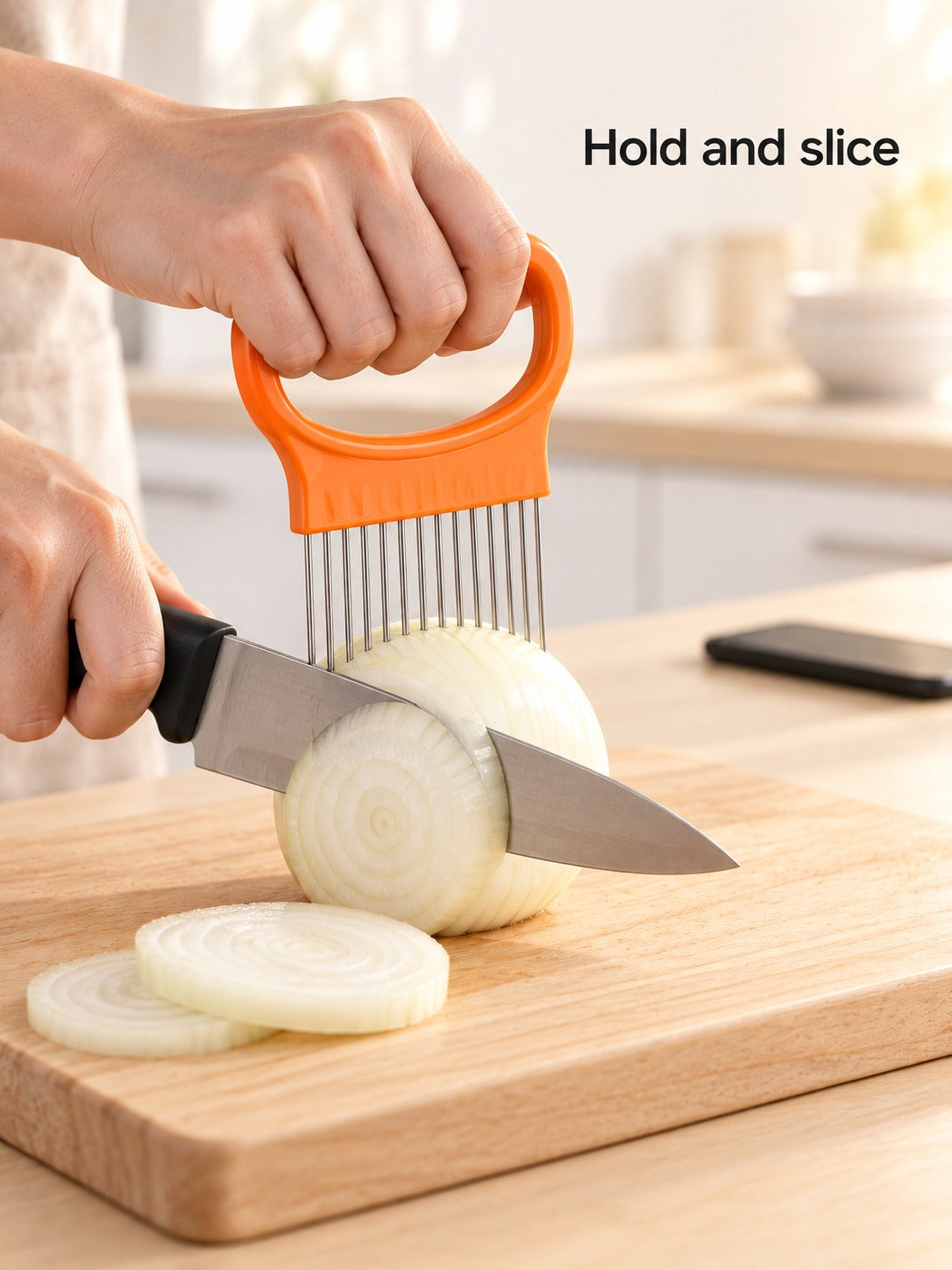 Stainless Steel Onion Slicer Holder for Even Onion Rings