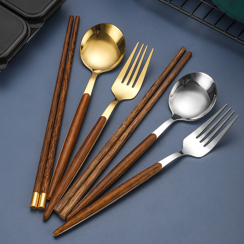 Stainless Steel Travel Cutlery Set with Case & Chopsticks