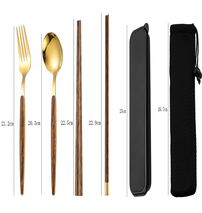 Stainless Steel Travel Cutlery Set with Case & Chopsticks
