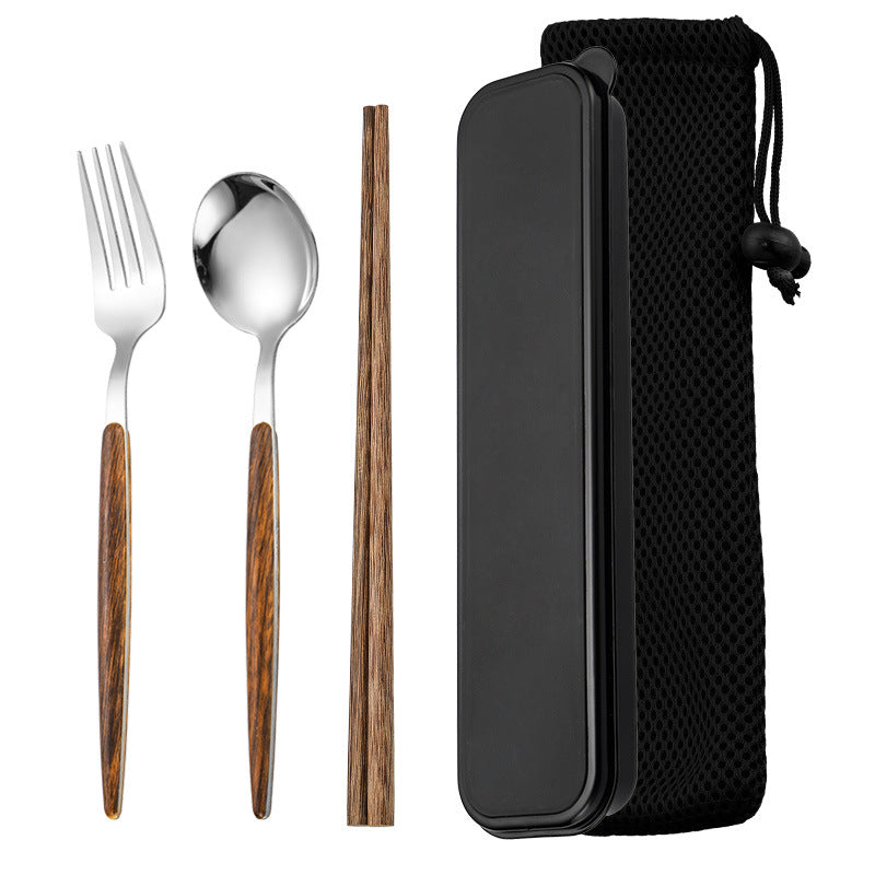 Stainless Steel Travel Cutlery Set with Case & Chopsticks