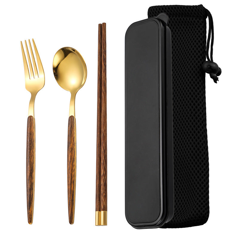 Stainless Steel Travel Cutlery Set with Case & Chopsticks