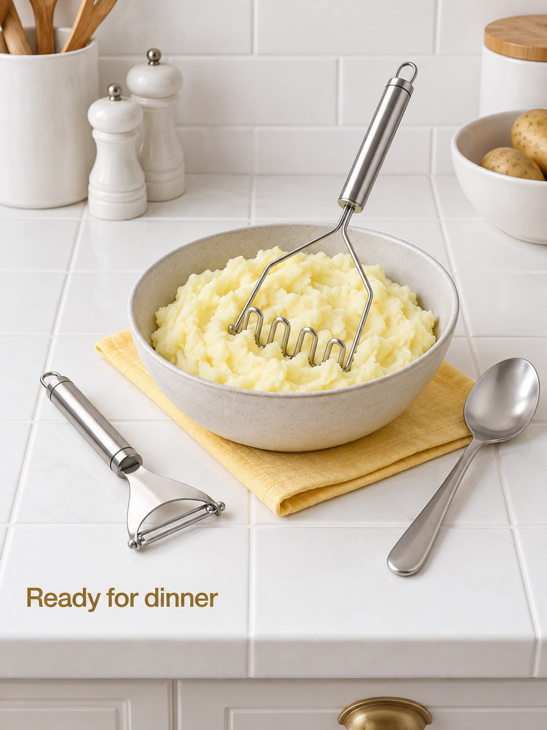 Stainless Steel Potato Masher & Peeler Set for Fluffy Mash