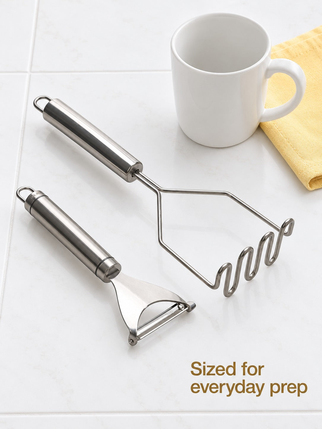 Stainless Steel Potato Masher & Peeler Set for Fluffy Mash