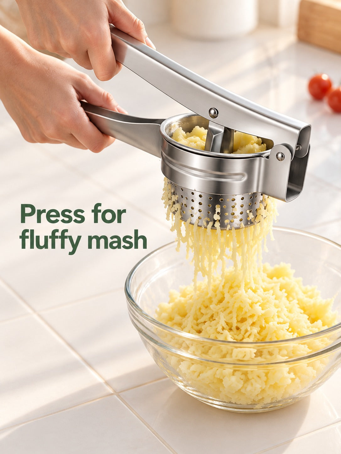 Stainless Steel Potato Ricer and Masher for Fluffy Mash
