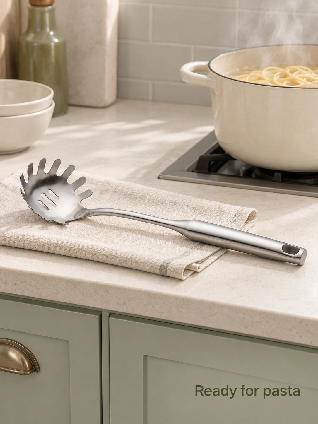 Stainless Steel Spaghetti Server That Lifts and Drains