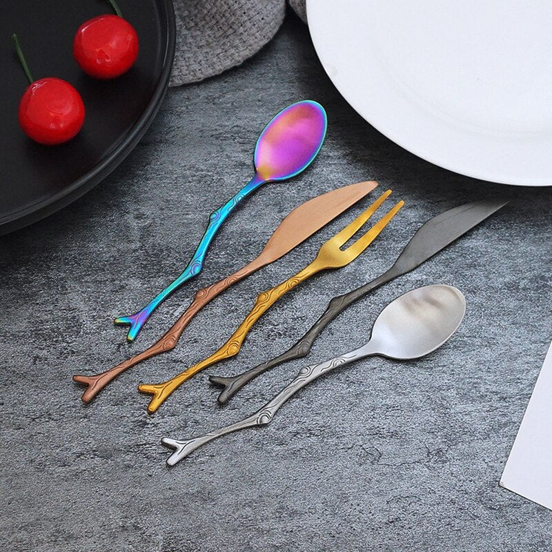 Branch Design Dessert Spoons and Forks Set