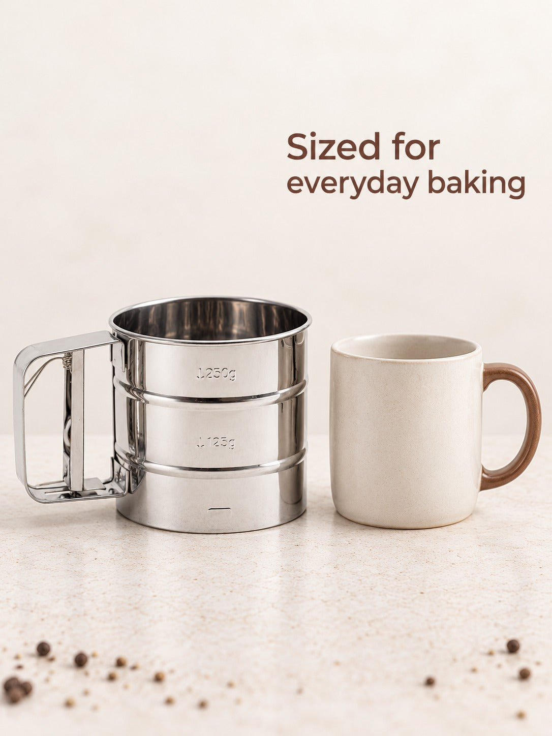Stainless Steel Squeeze Flour Sifter for Smooth Baking