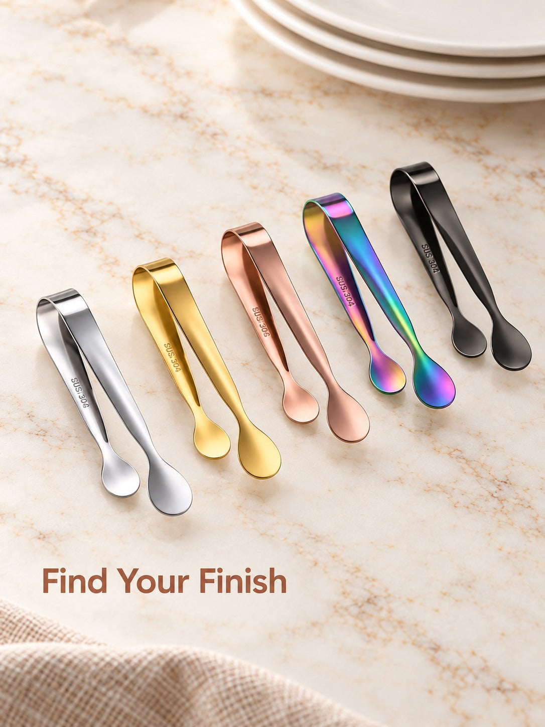 Stainless Steel Sugar Tongs Set, 12 Pieces for Hosts