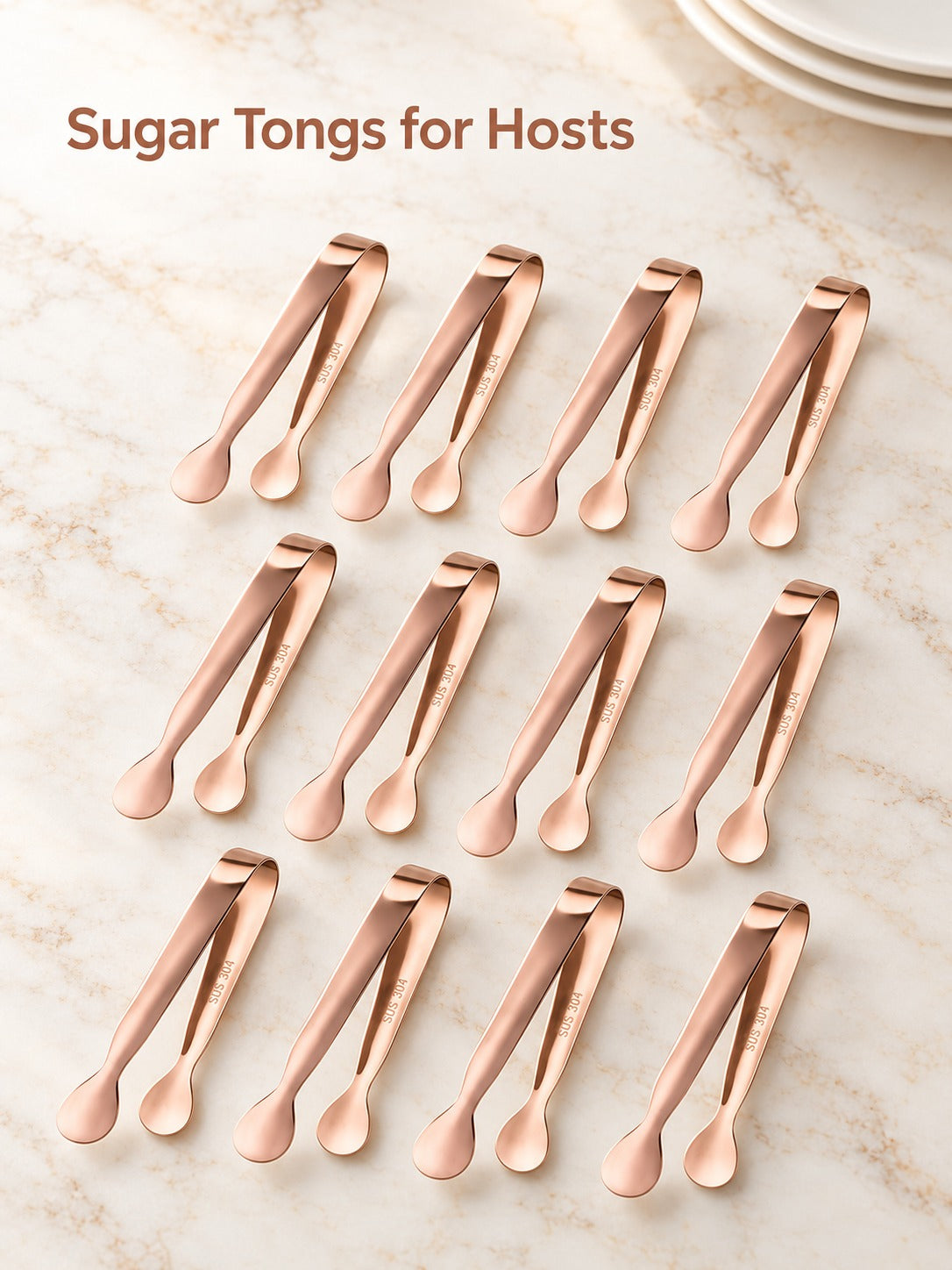 Stainless Steel Sugar Tongs Set, 12 Pieces for Hosts