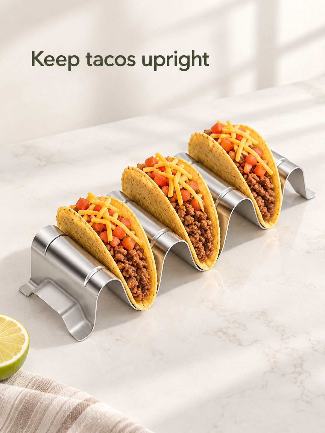 Stainless Steel Taco Holder Rack That Keeps Tacos Upright