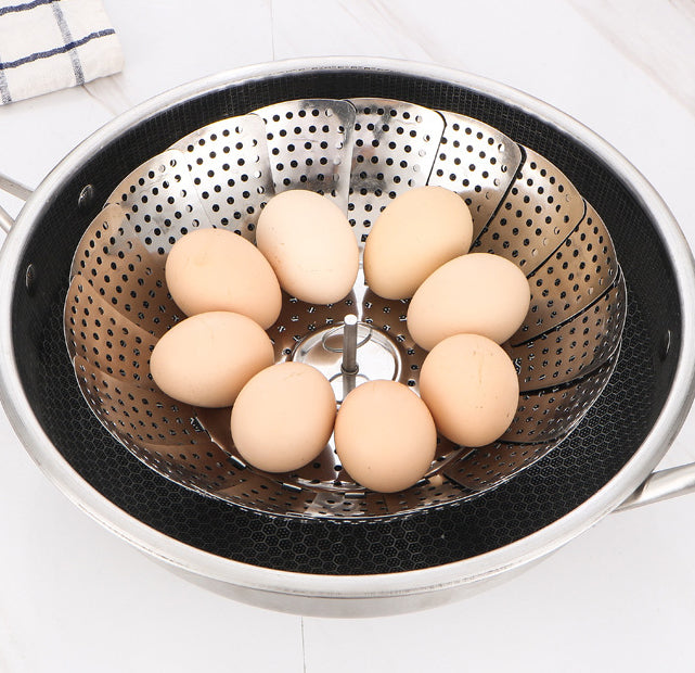 Expandable Stainless Steel Steamer Rack That Folds Flat