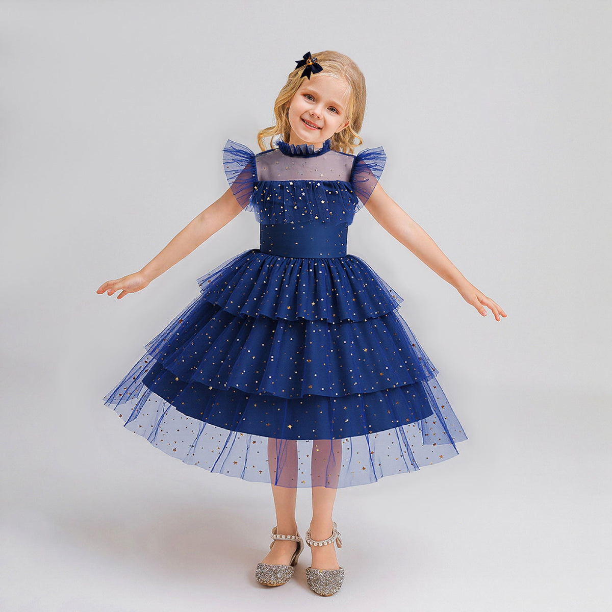 Girls Princess Dress — Sparkling Layered Star Skirt