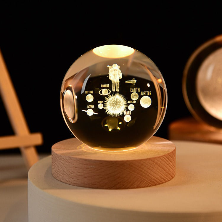 Crystal Ball Night Light With Custom 3D Engraving