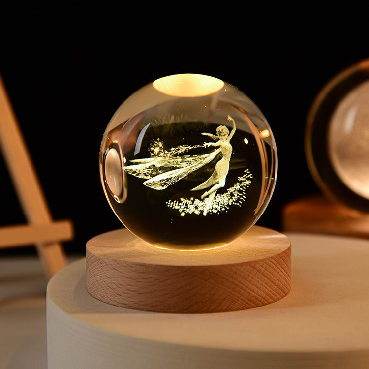 Crystal Ball Night Light With Custom 3D Engraving