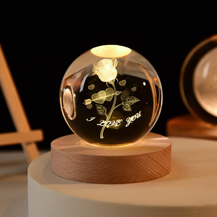Crystal Ball Night Light With Custom 3D Engraving