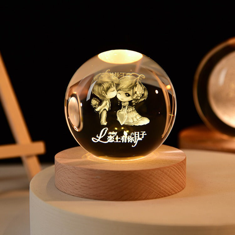 Crystal Ball Night Light With Custom 3D Engraving